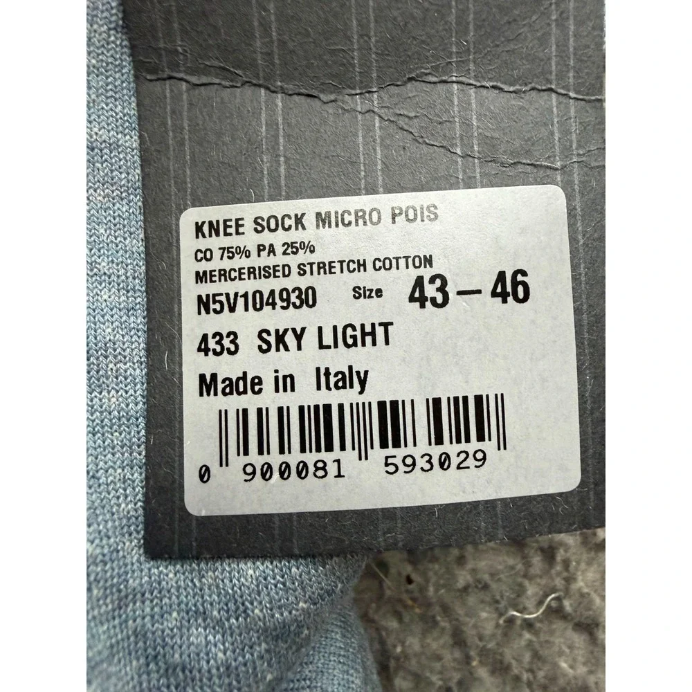 NWT Ermenegildo Zegna Micro Pois Knee Sock Sky Light Unisex Size 43-46